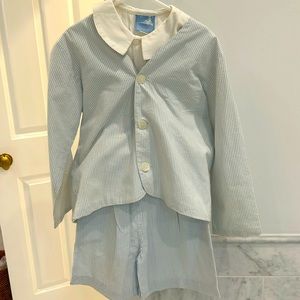 Gordon & Co blue/white stripe eton suit size 6